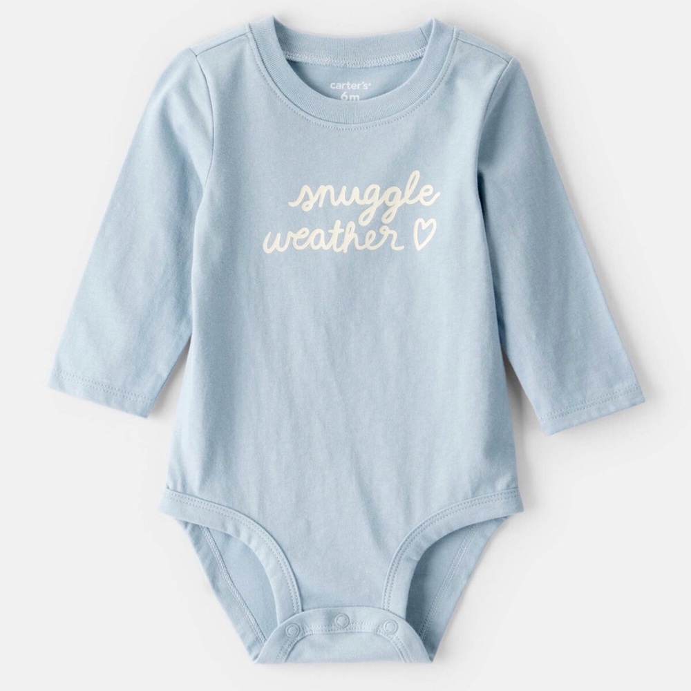 2/$12 💥🆕 Carter's Blue Long Sleeve Onesie Snuggle Weather | Size 12m | 6918